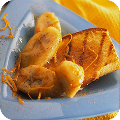 Bananas suzette over grilled pound cake 