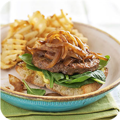 Open-Face Veg Burgers with Sauteed Onions