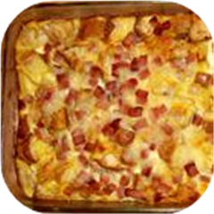 French Ham Cheese and Egg Fondue Casserole