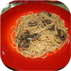 Linguine with Clam Sauce and Baby Portobello Mushrooms