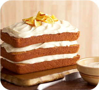 Carrot cake with honey-orange frosting 