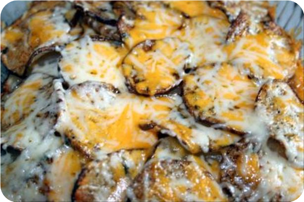 Baked Potato Slices With Two Cheeses