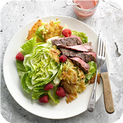 Grilled steaks with cheddar crisps 