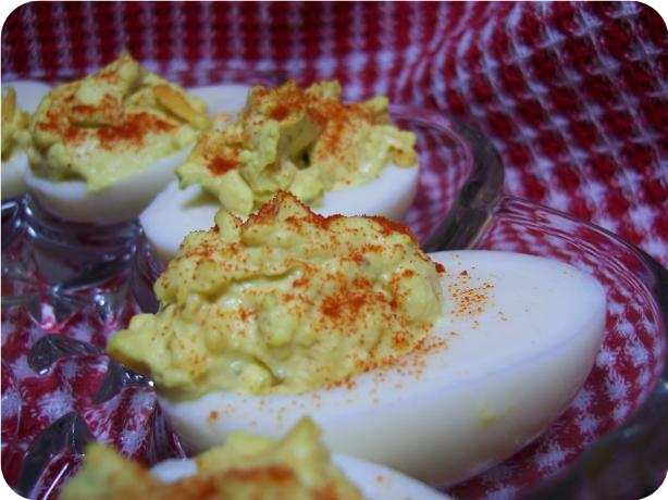 Cheesy deviled eggs