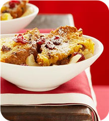 Pear and cranberry panettone pudding 