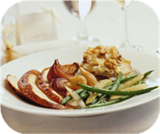 Herb-Roasted Capon with Caramelized Onions