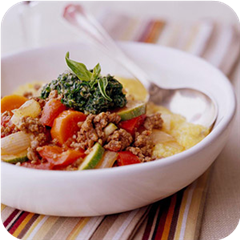 Polenta with ground beef ragout 