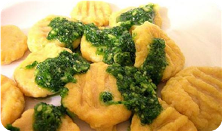 Pumpkin Gnocchi with Coriander Almond Pesto