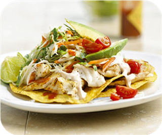 Fish tostadas with chili-lime cream 