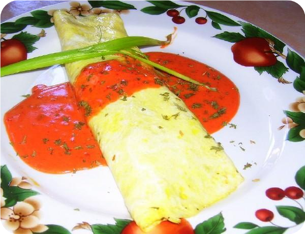 Chorizo  Omelet With Chipotle Cream Sauce