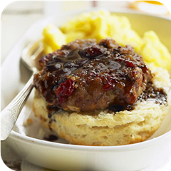 Country sausage with red-eye gravy 