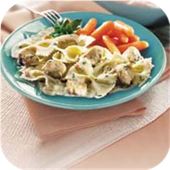 Creamy Pesto Chicken and Bow Ties