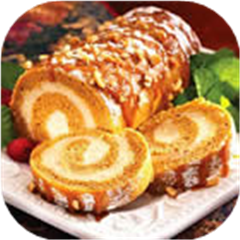 Pumpkin Roll with Crunchy Peanut Butter Cream