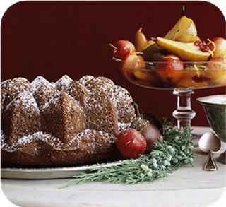 Figgy Espresso Cake with Honey Fruit Compote 