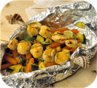 Thai-spiced grilled scallops 
