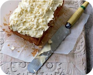 Lemon loaf with white chocolate icing