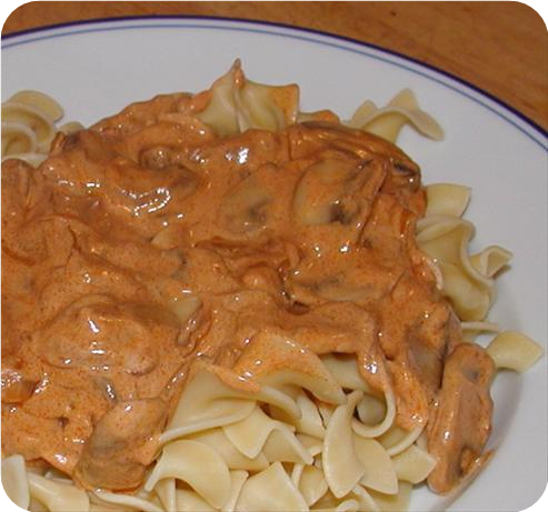 Mushrooms Paprikash With Egg Noodles