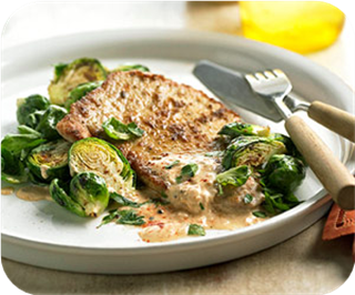 Pork cutlets with brussels sprouts 