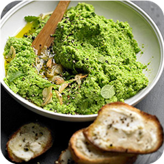 Smashed peas with ricotta toasts 