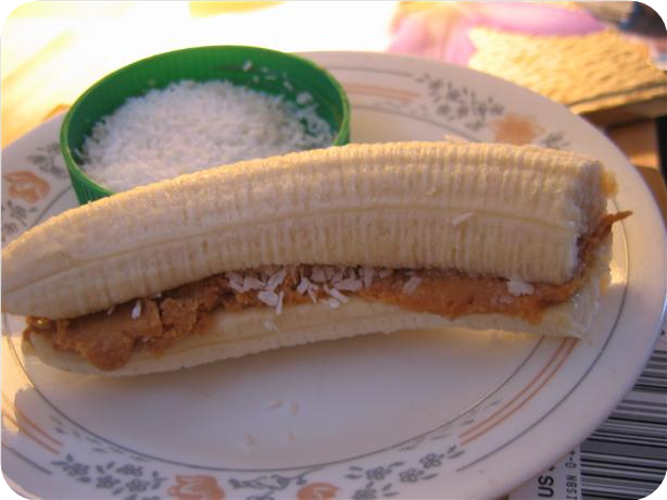 Coconut Draped Peanuty Banana