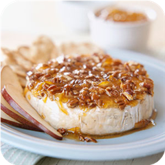 Brie topped with pralines 