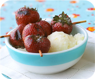Grilled strawberries with limoncello sorbet 