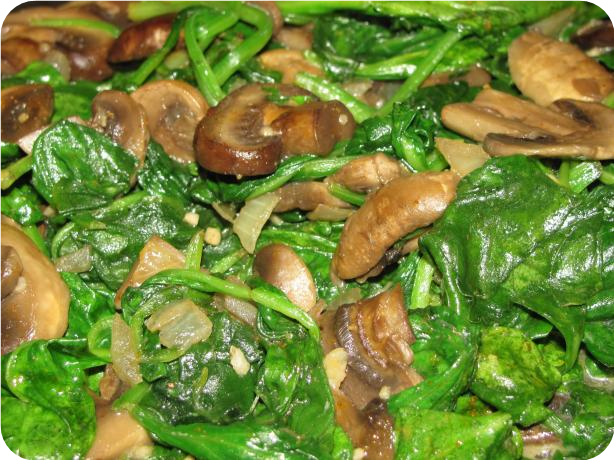Saut&eacute;ed Spinach and Mushrooms