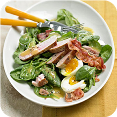 Bacon, egg, spinach, and tuna salad 