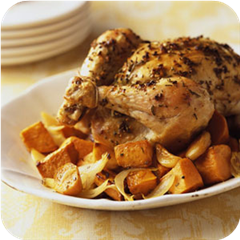 Garlic chicken with sweet potatoes 