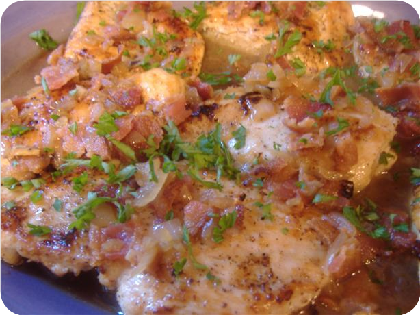 Chicken With Cider and Bacon Sauce