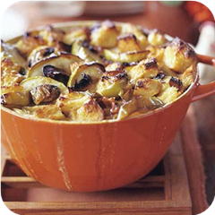 Apple, Bacon, and Leek Bread Pudding 