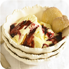 Lemon Ice Cream with Blueberry Sauce