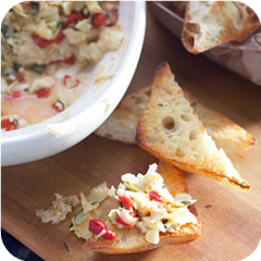 Artichoke and pepper toasts