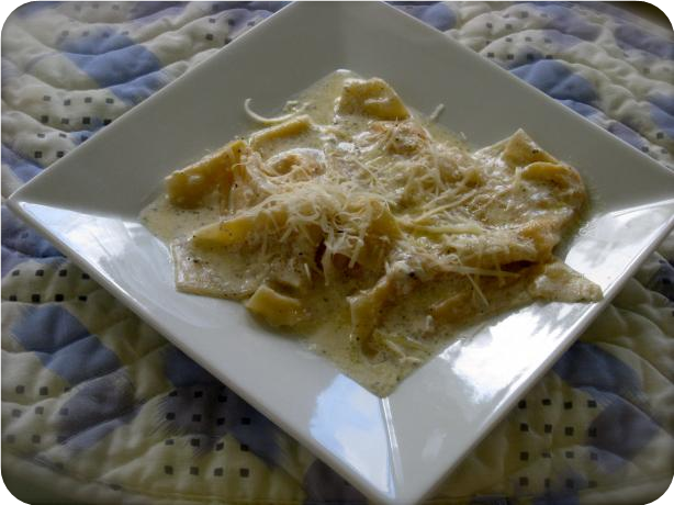 Pumpkin Wonton Ravioli W. Sage Butter Cream