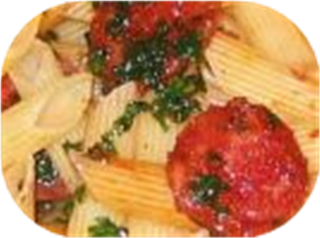 Penne with spicy sausage