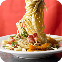Spaghetti with roasted butternut squash 