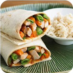 Mu shu-style pork roll-ups 