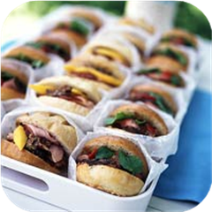 Ham and mango sandwiches 