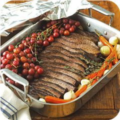 Beef brisket with roasted grapes 