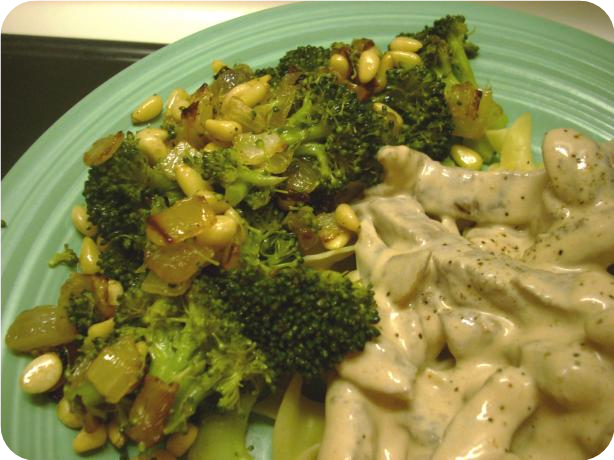 Broccoli With Caramelized Onions &amp; Pine Nuts