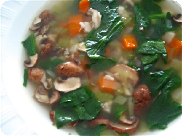 Chicken, Spinach &amp; Shiitake Mushroom Soup