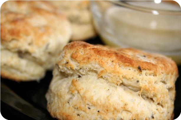Savory Herb Biscuits (Sage and Caraway) With Garlic Butter
