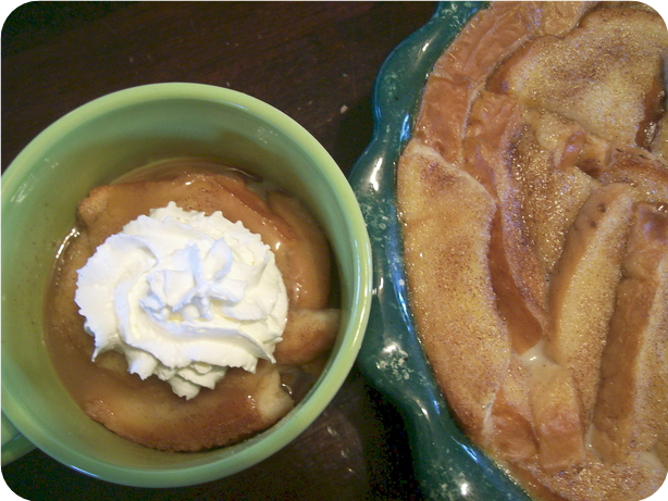 Cinnamon Toast Pudding With Caramel Sauce