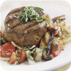 Grilled beef fillet with portobello relish 
