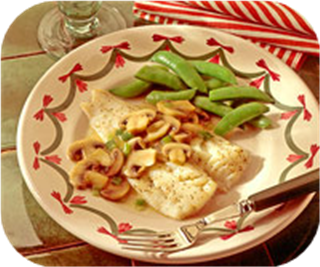 Baked haddock with mushroom sauce