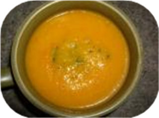 Carrot Soup With Basil Pesto Swirl