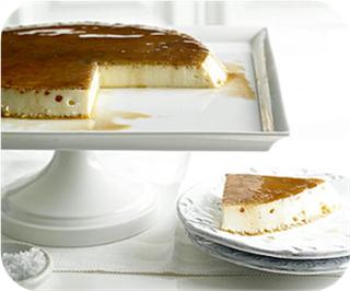 Vanilla flan with butterscotch sauce 