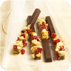 Fruit and nut chocolate sticks 