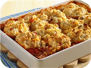 Biscuit-Topped Beef and Corn Casserole