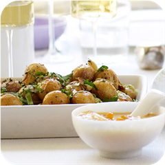 Maple-glazed new potatoes 